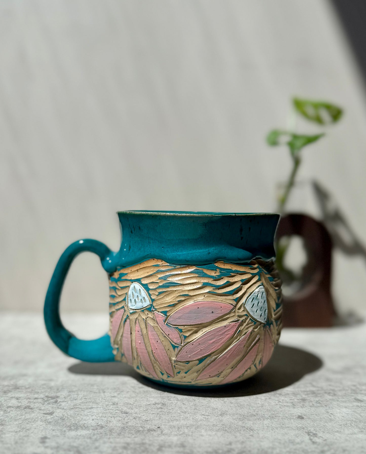 Turquoise Cone Flower Mug