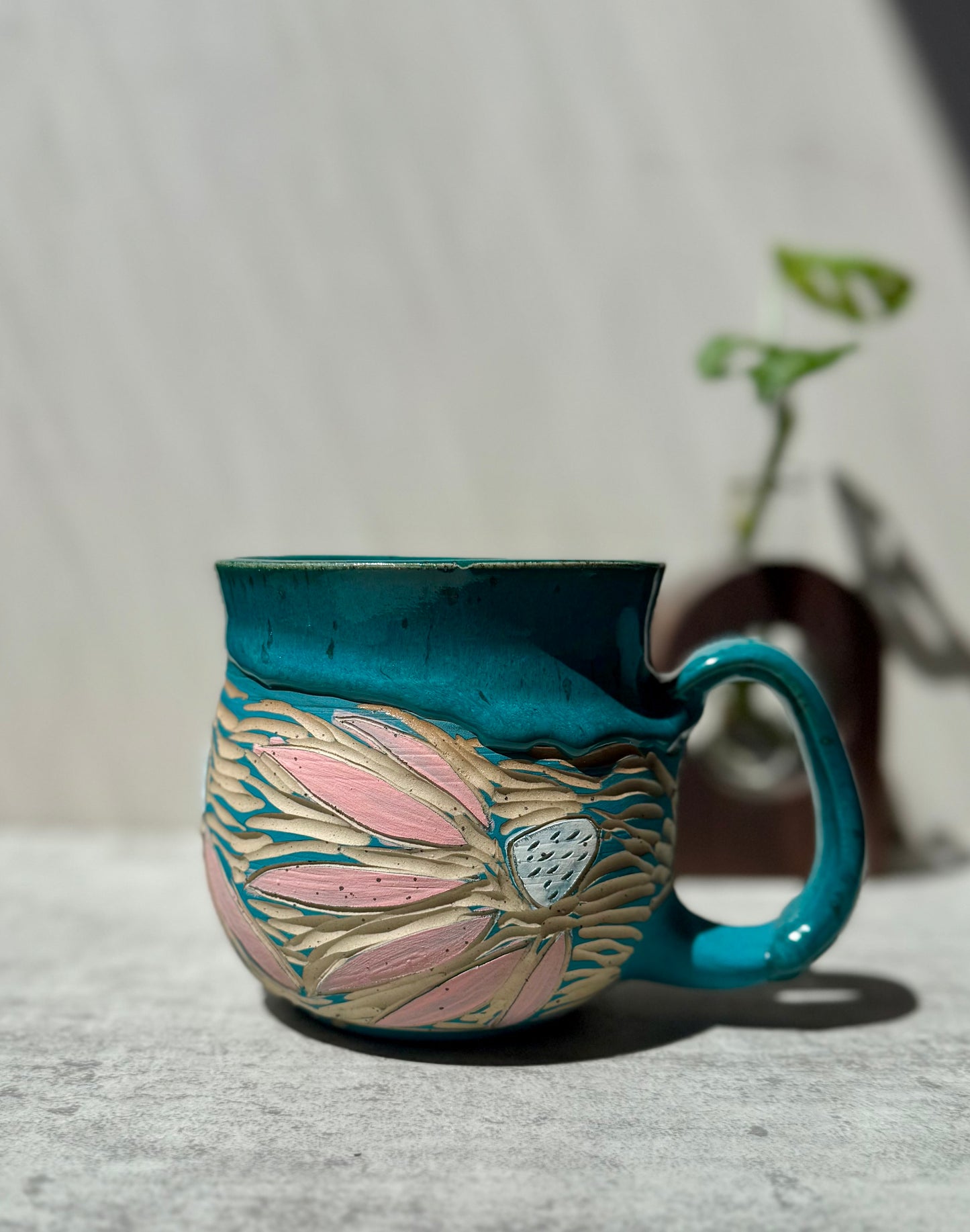 Turquoise Cone Flower Mug